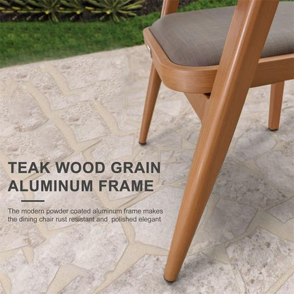 PURPLE LEAF Outdoor Dining Set Teak Aluminum Patio Furniture Set Dining Table And Wicker Chairs