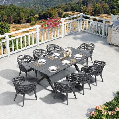 PURPLE LEAF Outdoor PE Rattan Outdoor Patio Furniture Dining Set with All Aluminum Frame