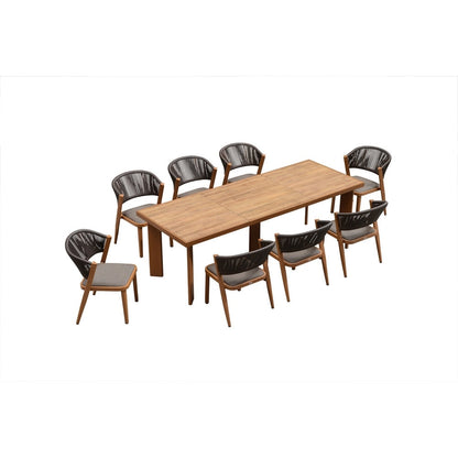 PURPLE LEAF Outdoor Dining Set Teak Aluminum Patio Furniture Set Dining Table And Wicker Chairs