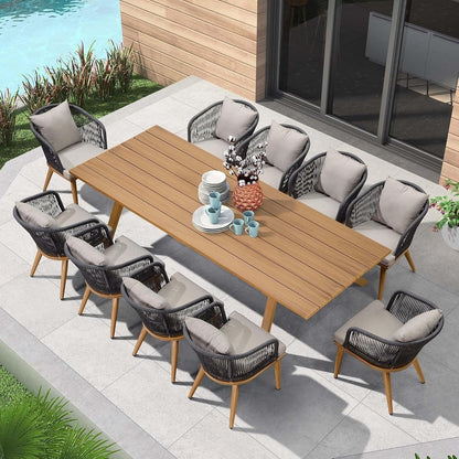 PURPLE LEAF Outdoor Dining Set for Garden Deck Wicker Table and Chairs Set-11 Piece