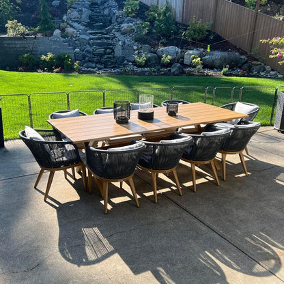 PURPLE LEAF Outdoor Dining Set for Garden Deck Wicker Table and Chairs Set-11 Piece