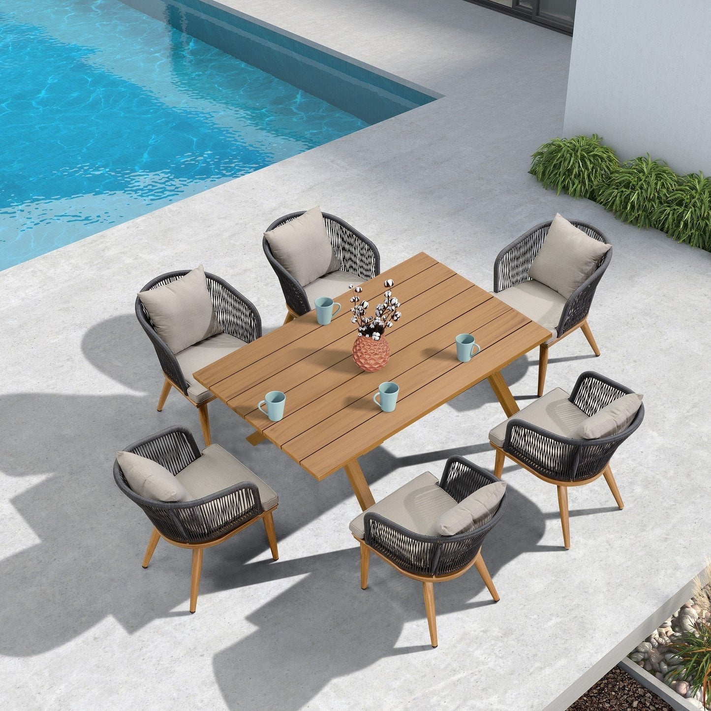PURPLE LEAF Outdoor Dining Set for Garden Deck Wicker Table and Chairs Set-11 Piece
