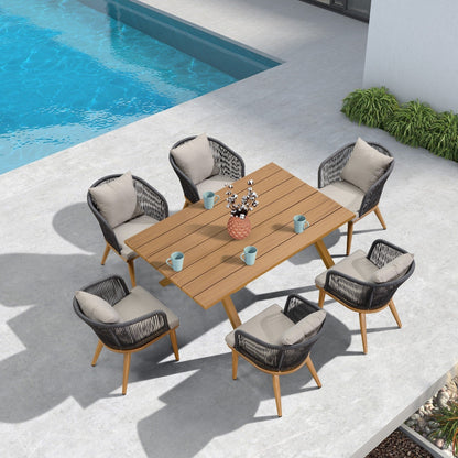 PURPLE LEAF Outdoor Dining Set for Garden Deck Wicker Table and Chairs Set-11 Piece