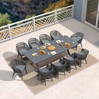 PURPLE LEAF Outdoor PE Rattan Outdoor Patio Furniture Dining Set with All Aluminum Frame