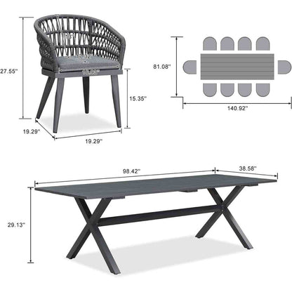 PURPLE LEAF Outdoor PE Rattan Outdoor Patio Furniture Dining Set with All Aluminum Frame