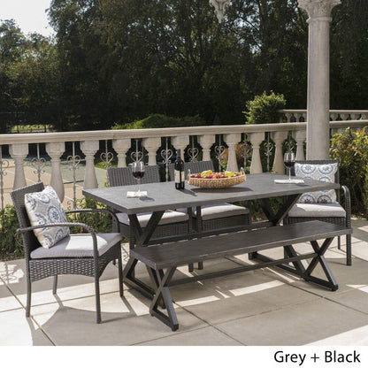 Palermo 6-piece Aluminum Wicker Dining Set by Christopher Knight Home