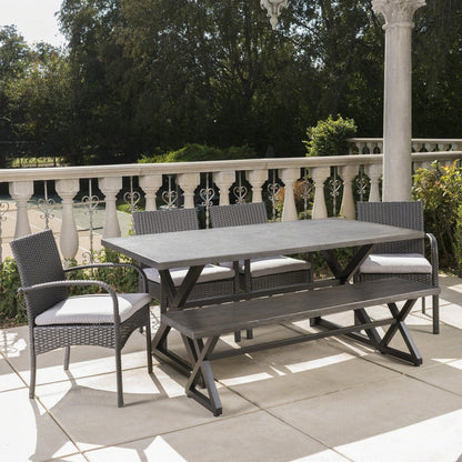 Palermo 6-piece Aluminum Wicker Dining Set by Christopher Knight Home