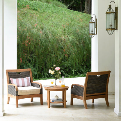 Cambridge Casual Palma 3-piece Teak Wicker Outdoor Chat Set with FREE Pillow