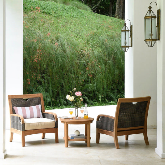 Cambridge Casual Palma 3-piece Teak Wicker Outdoor Chat Set with FREE Pillow