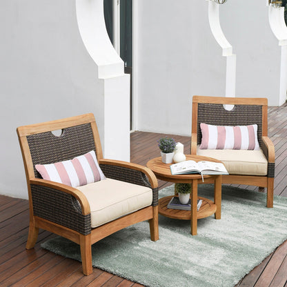 Cambridge Casual Palma 3-piece Teak Wicker Outdoor Chat Set with FREE Pillow