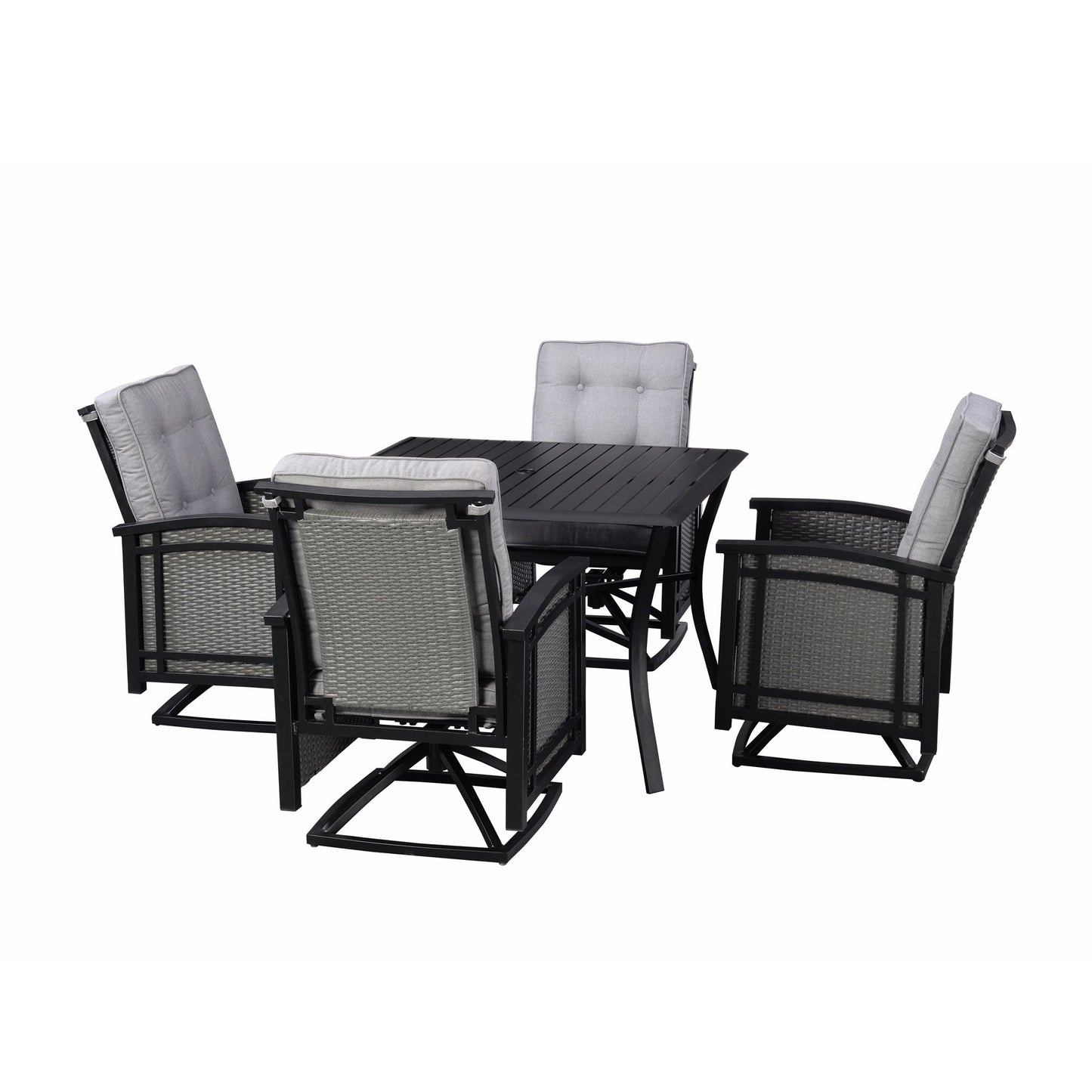 Westin Aluminum & Wicker Swivel Rocking 5pc Dining Set