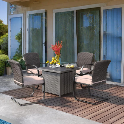 Patio 2 Piece Outdoor Wicker Dining Chairs, All-Weather Spring Patio Furniture with Cushions for Garden Pool Backyard Lawn