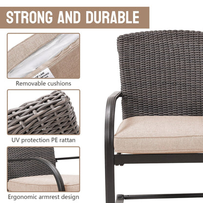 Patio 2 Piece Outdoor Wicker Dining Chairs, All-Weather Spring Patio Furniture with Cushions for Garden Pool Backyard Lawn