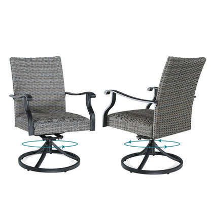 Patio Dining Set with 6 Wicker Arm Chairs, 2 Swivel Chairs and 1 Table