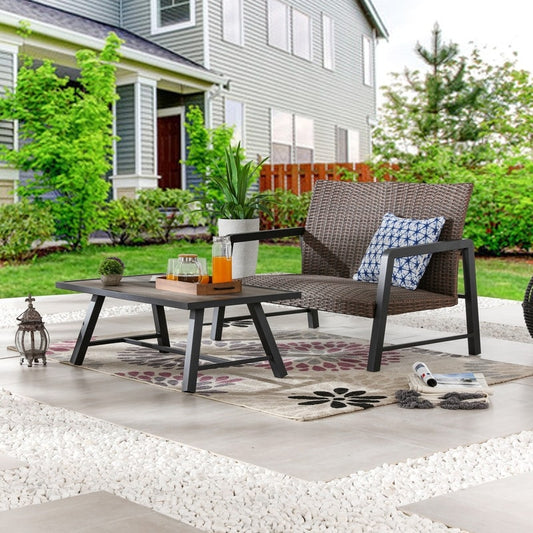 Patio Festival 2-Piece Outdoor Fast-Drying Loveseat Coffee Table Set