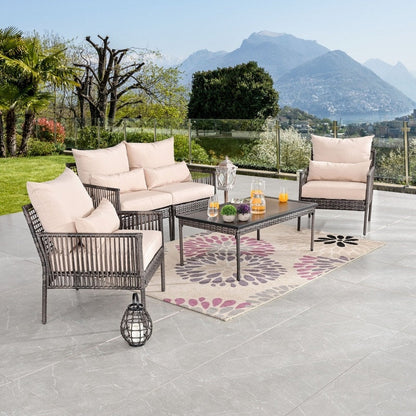 Patio Festival 4-Seater Wicker Conversation Set