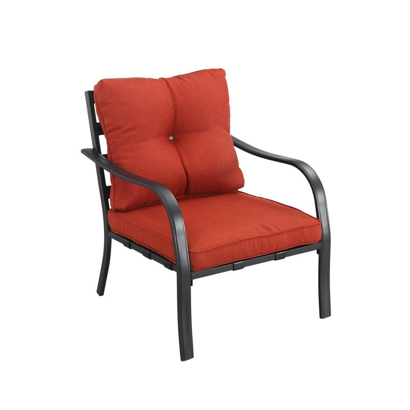 Patio Festival Curve-Arm 5-Piece Conversation Set with Red Cushions
