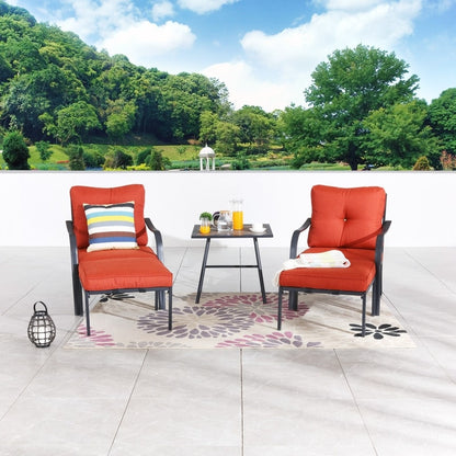 Patio Festival Curve-Arm 5-Piece Conversation Set with Red Cushions