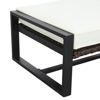Patio Festival 5-Piece Outdoor Wicker Conversation Set with Ottomans and Table