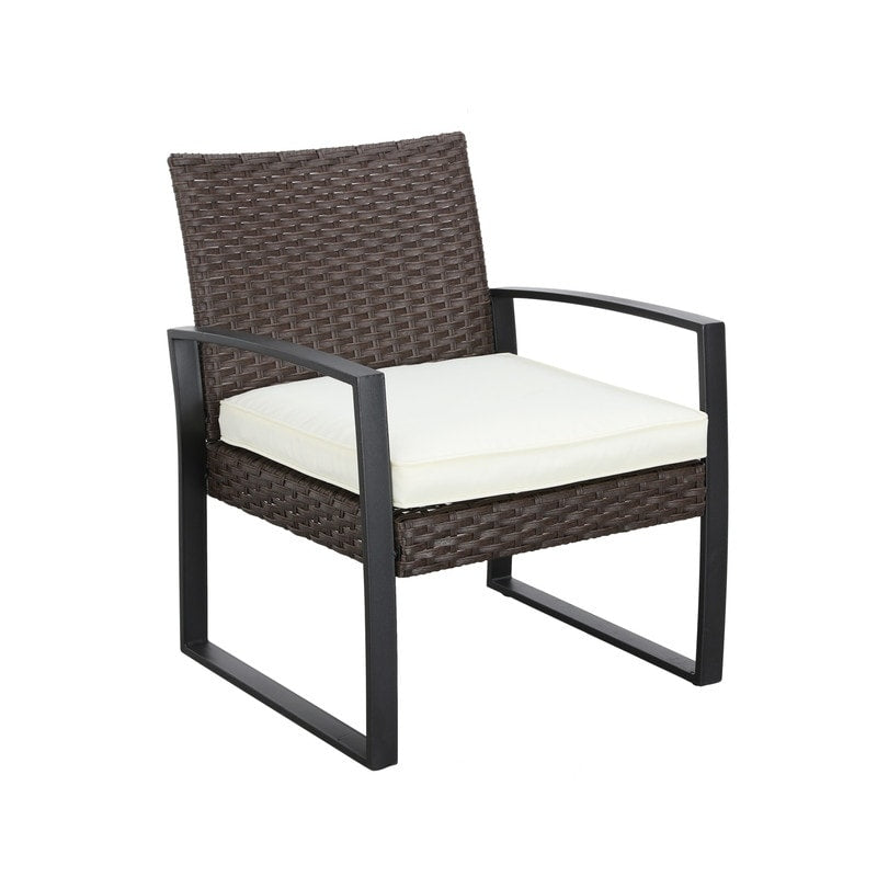 Patio Festival 5-Piece Outdoor Wicker Conversation Set with Ottomans and Table