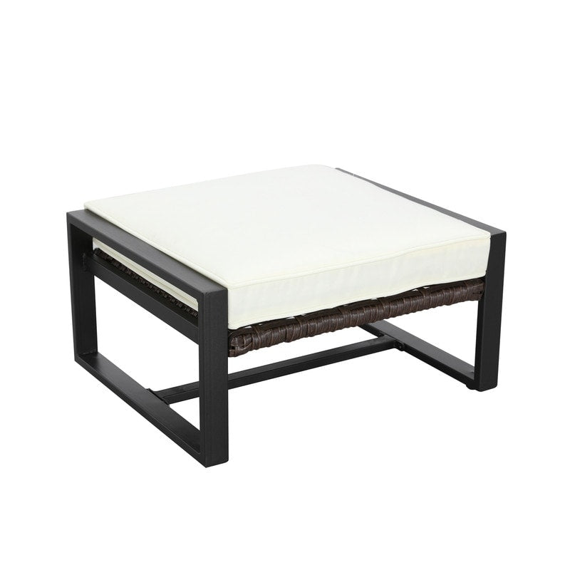 Patio Festival 5-Piece Outdoor Wicker Conversation Set with Ottomans and Table