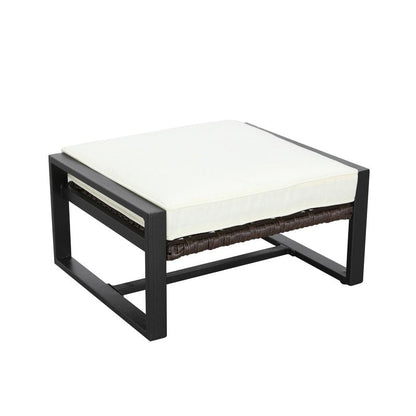 Patio Festival 5-Piece Outdoor Wicker Conversation Set with Ottomans and Table