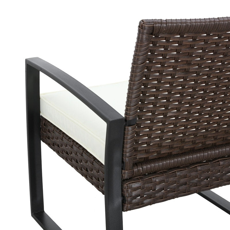 Patio Festival 5-Piece Outdoor Wicker Conversation Set with Ottomans and Table