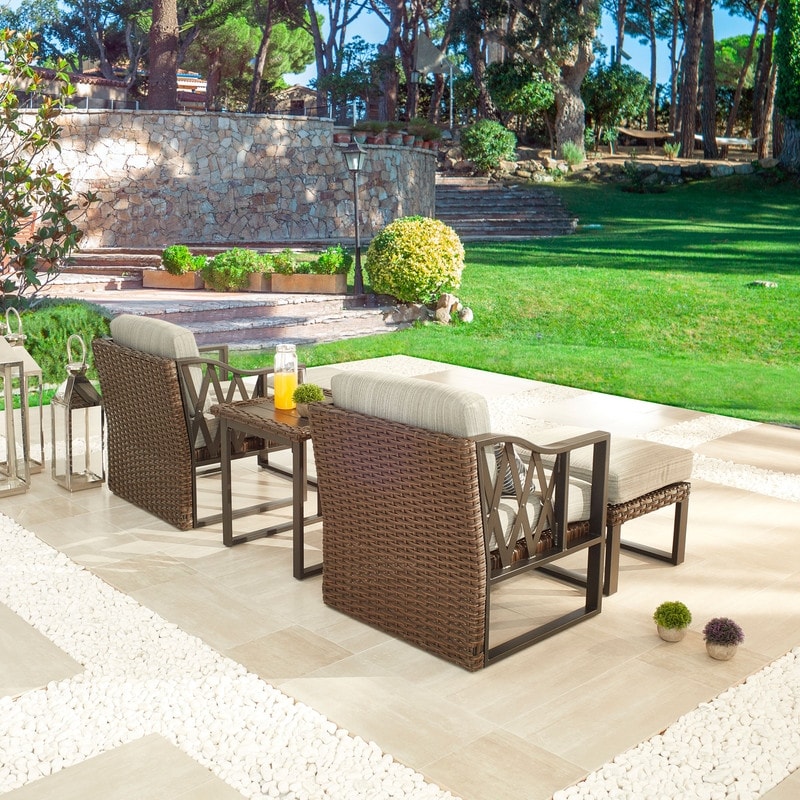 Patio Festival Five-Wicker Outdoor 5-Piece Conversation Set