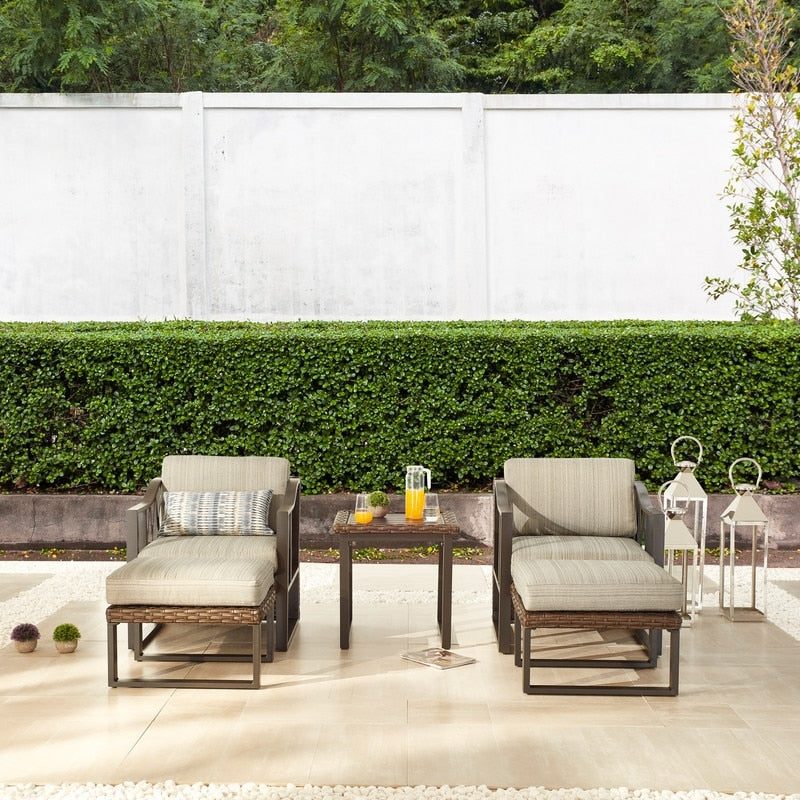 Patio Festival Five-Wicker Outdoor 5-Piece Conversation Set