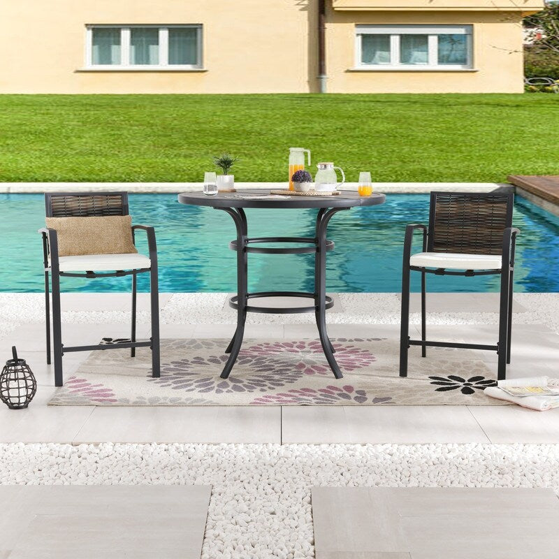Patio Festival Outdoor 2-Person Round Dining Set with Cushions