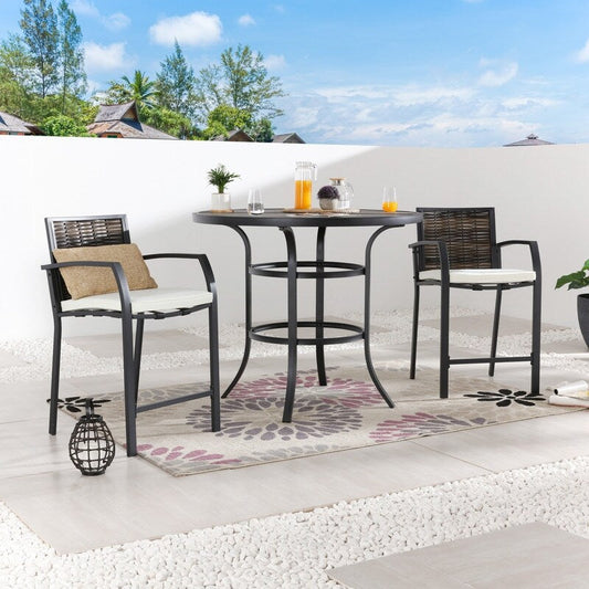 Patio Festival Outdoor 2-Person Round Dining Set with Cushions