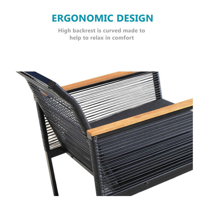 Patio Furniture Set - 4 Piece All Weather Wicker Patio Conversation Set Black Outdoor Sofa Set with Washable Cushions and Chairs