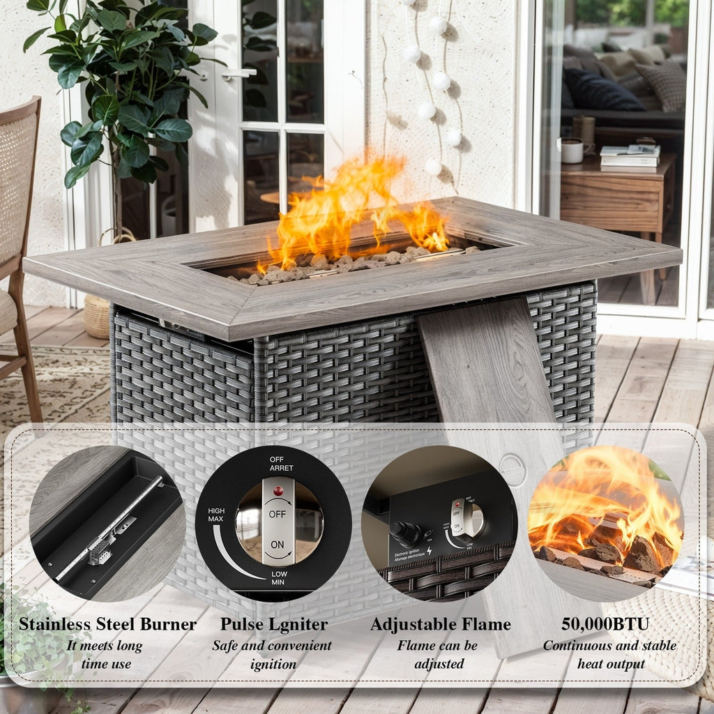 Patio Sofa Sets with Fire Pit Table