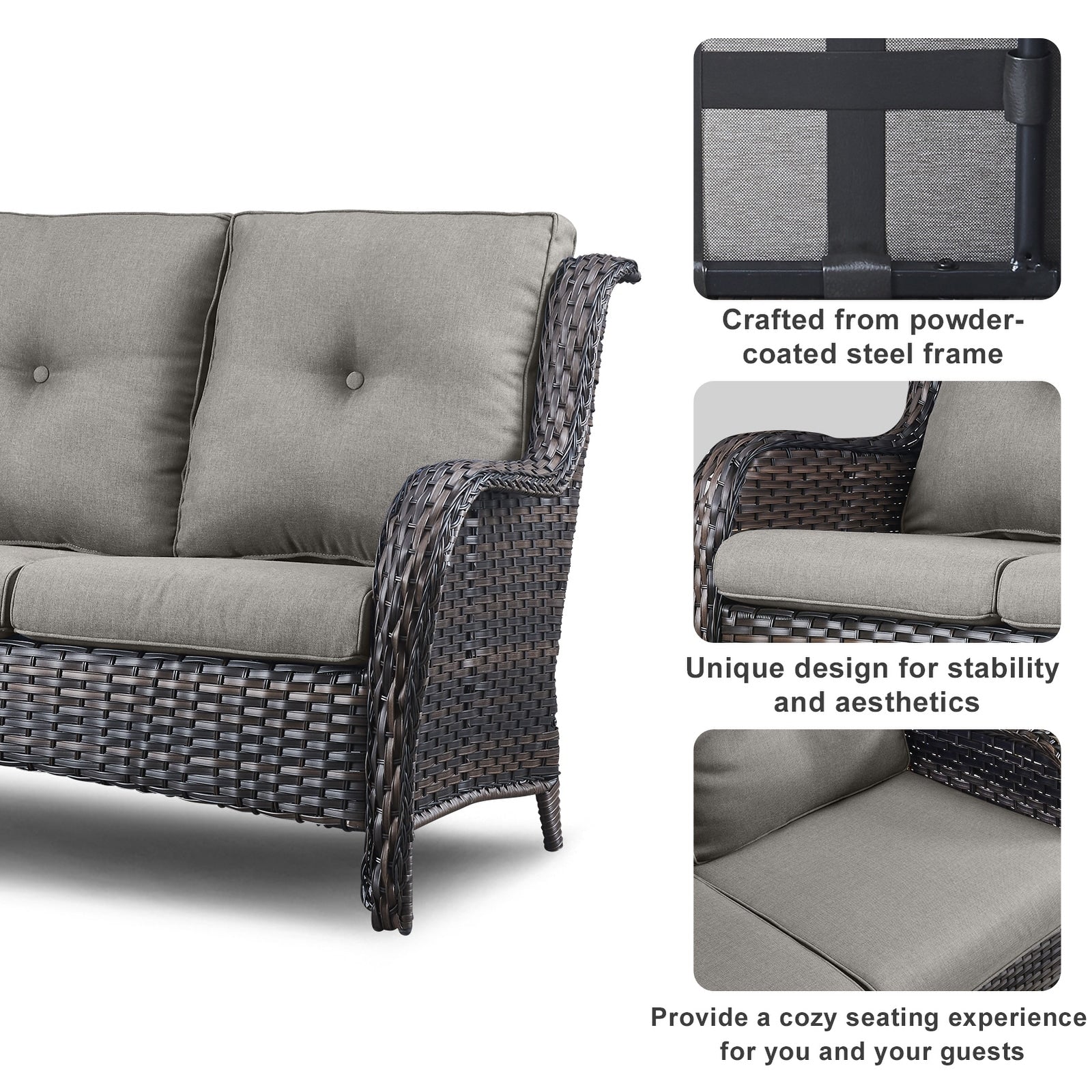 Patio Sofa Sets with Fire Pit Table