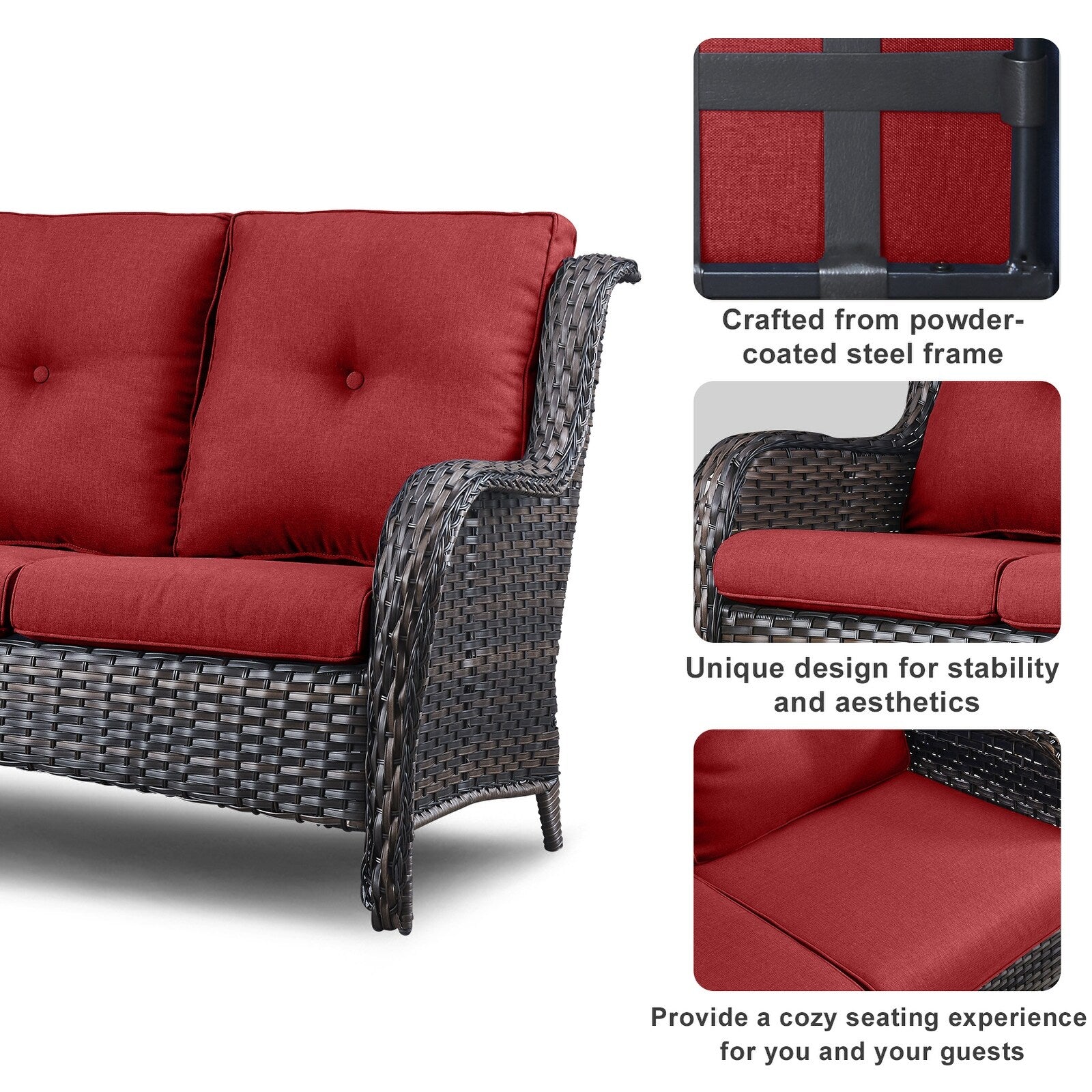Patio Sofa Sets with Fire Pit Table