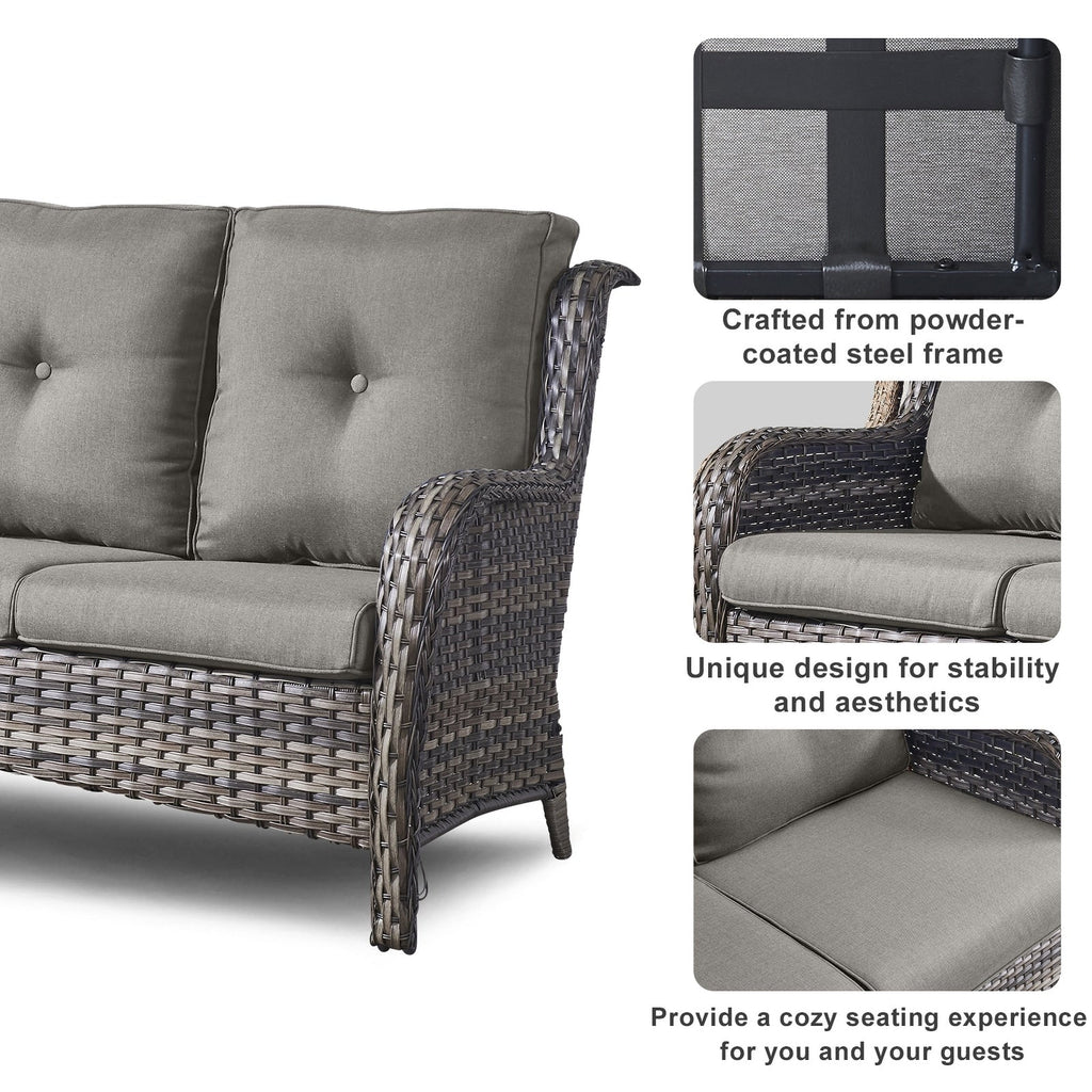 Patio Sofa Sets with Fire Pit Table