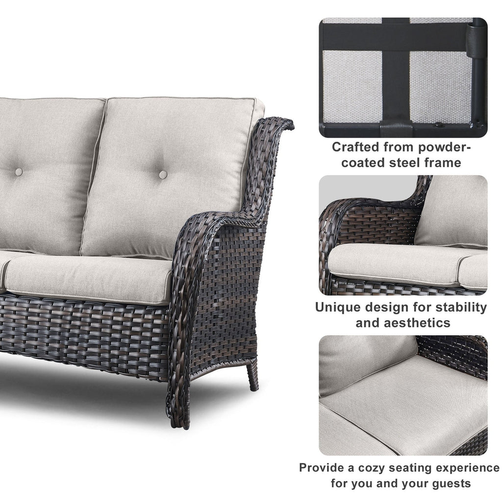 Patio Sofa Sets with Fire Pit Table