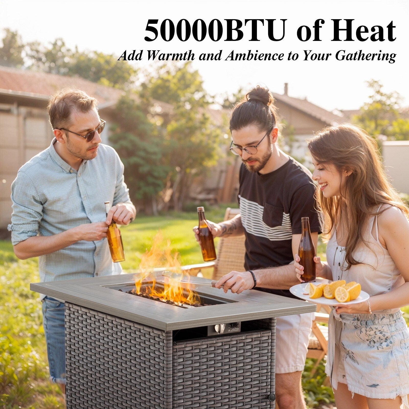 Patio Sofa Sets with Fire Pit Table