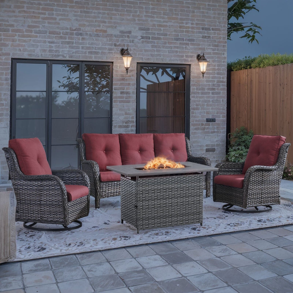 Patio Sofa Sets with Fire Pit Table