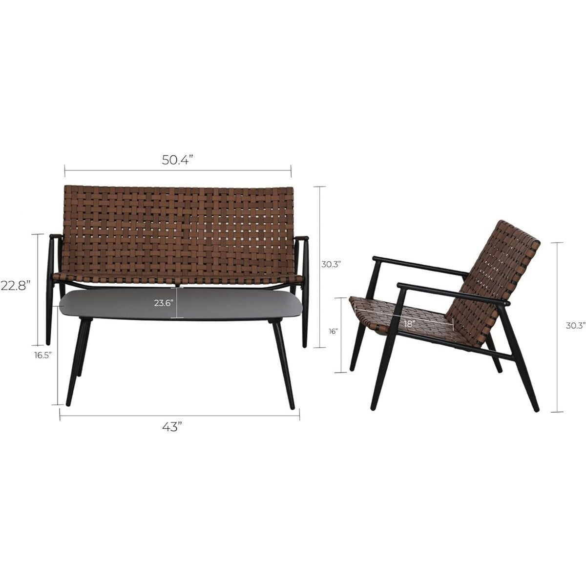 Patio Wicker Rattan Adirondack Chairs And Table Set