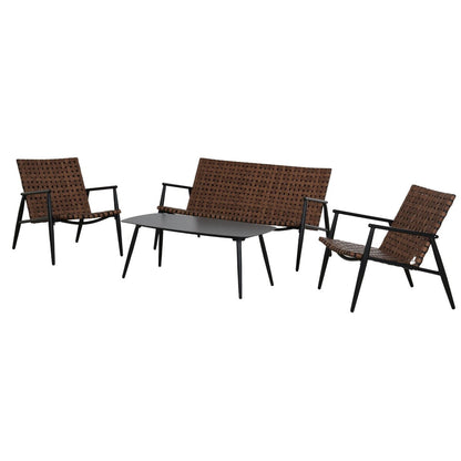 Patio Wicker Rattan Adirondack Chairs And Table Set