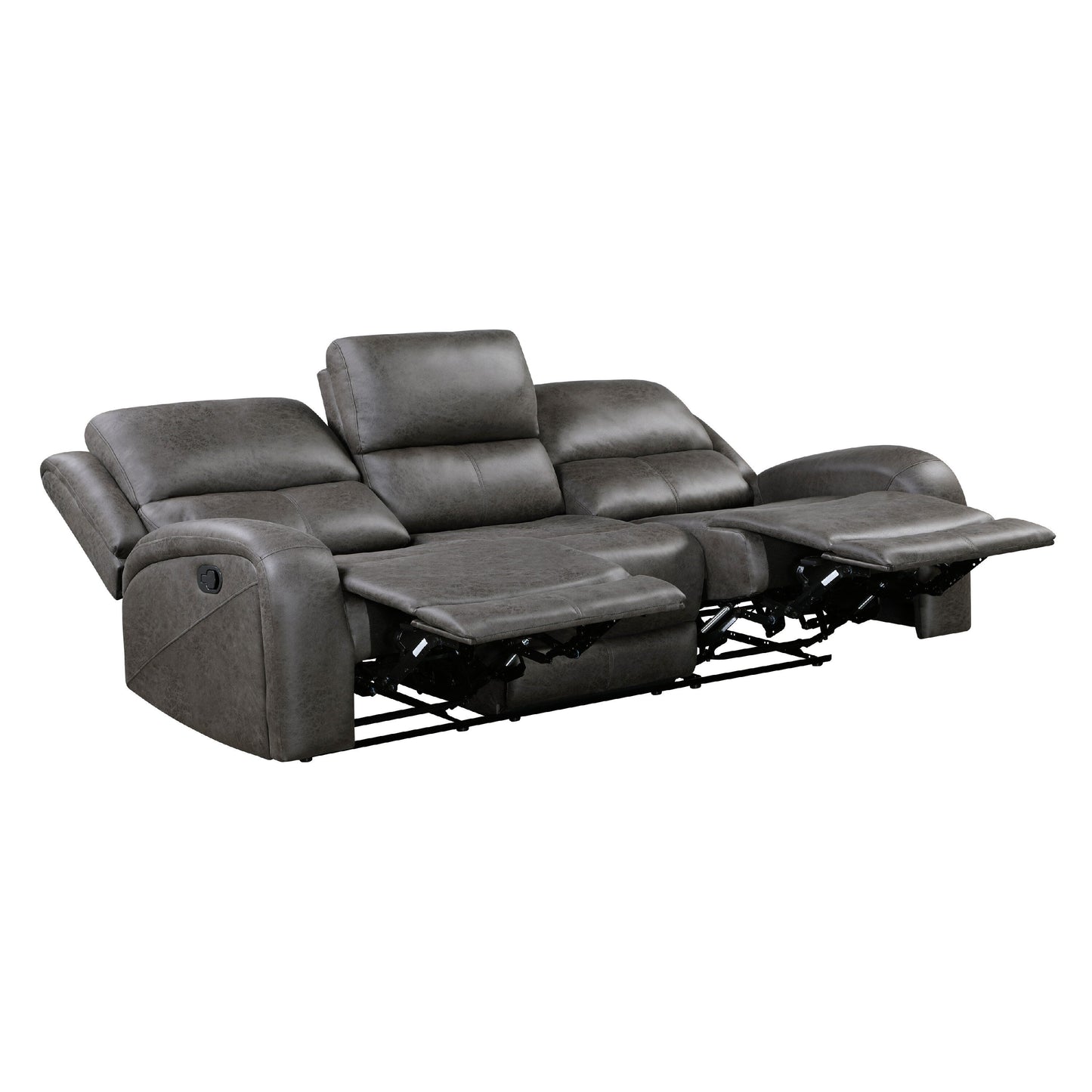 Patsy Manual Double Recliner Sofa, Gray Polished Microfiber 85 Inch