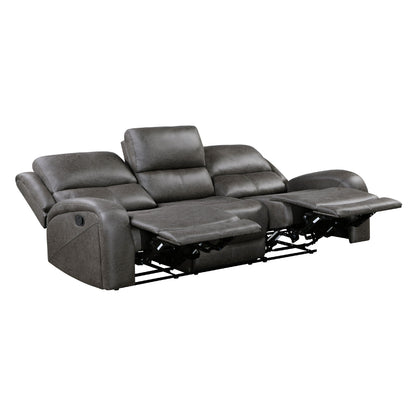 Patsy Manual Double Recliner Sofa, Gray Polished Microfiber 85 Inch