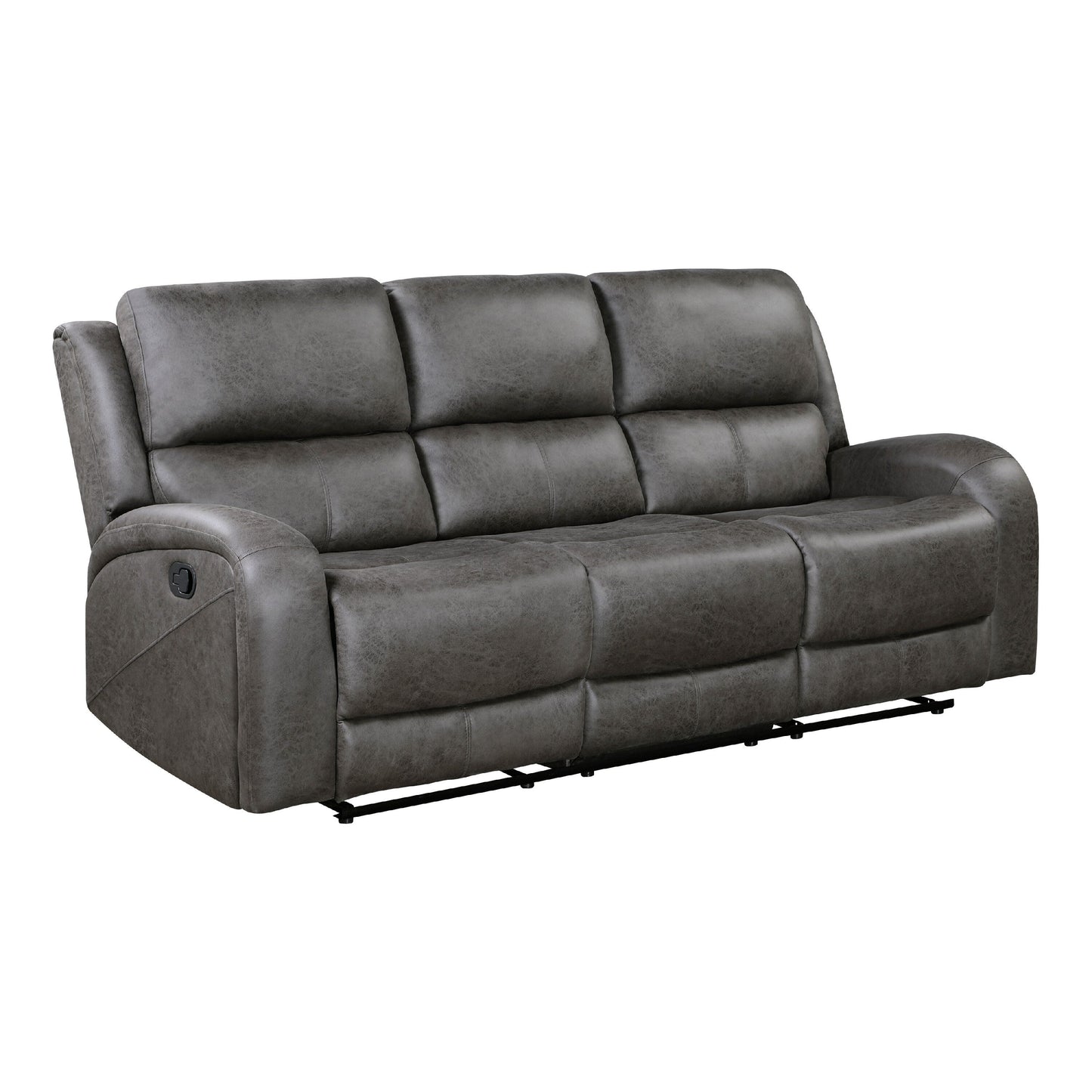 Patsy Manual Double Recliner Sofa, Gray Polished Microfiber 85 Inch