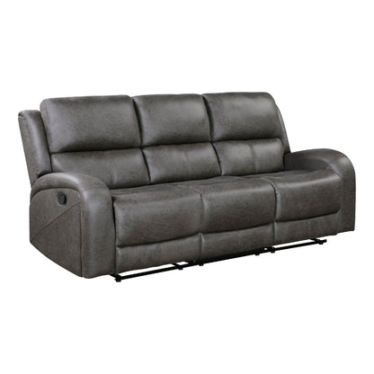 Patsy Manual Double Recliner Sofa, Gray Polished Microfiber 85 Inch