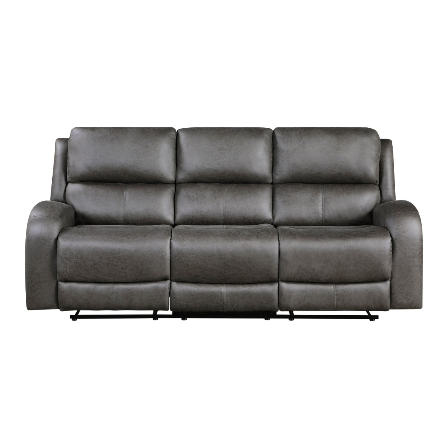 Patsy Manual Double Recliner Sofa, Gray Polished Microfiber 85 Inch