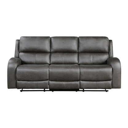 Patsy Manual Double Recliner Sofa, Gray Polished Microfiber 85 Inch