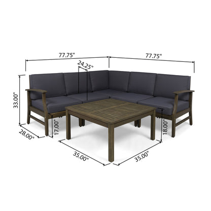 Perla Acacia Outdoor 5-seat Sectional Set by Christopher Knight Home