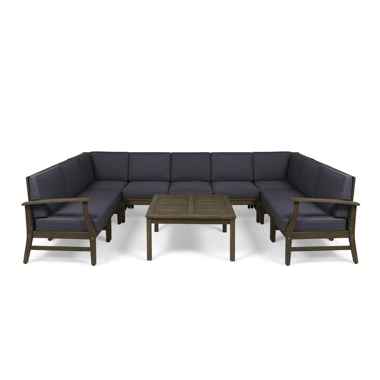 Perla 9-seater Acacia Wood Sectional Sofa Set by Christopher Knight Home