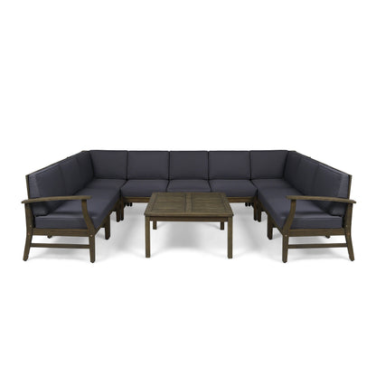 Perla 9-seater Acacia Wood Sectional Sofa Set by Christopher Knight Home